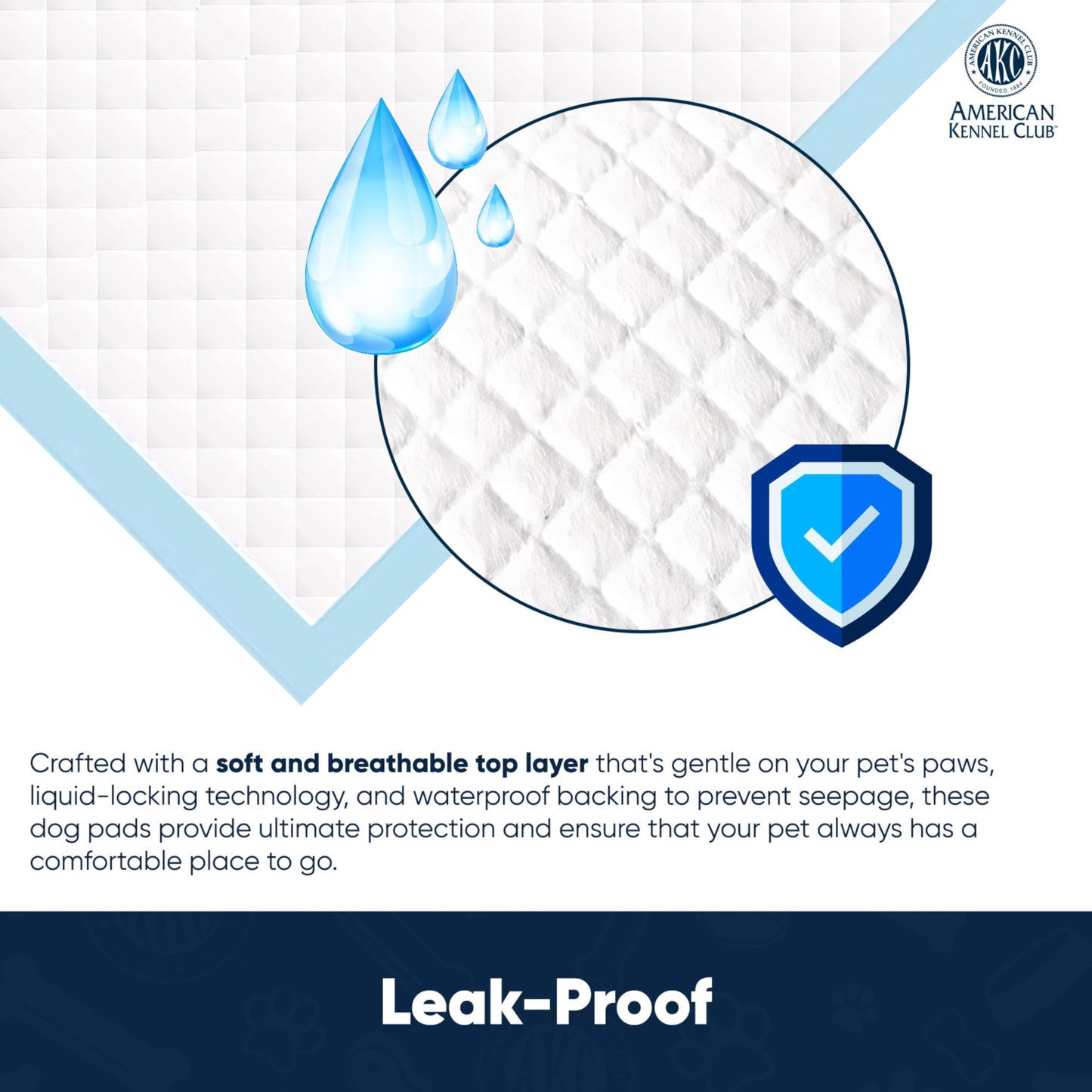 AMERICAN KENNEL CLUB AKC62975 6-Layer Leak-proof Puppy Training Pads - 22x22 Inches, Green, Synthetic, Disposable-Pet-Training-Pads, Pack of 100