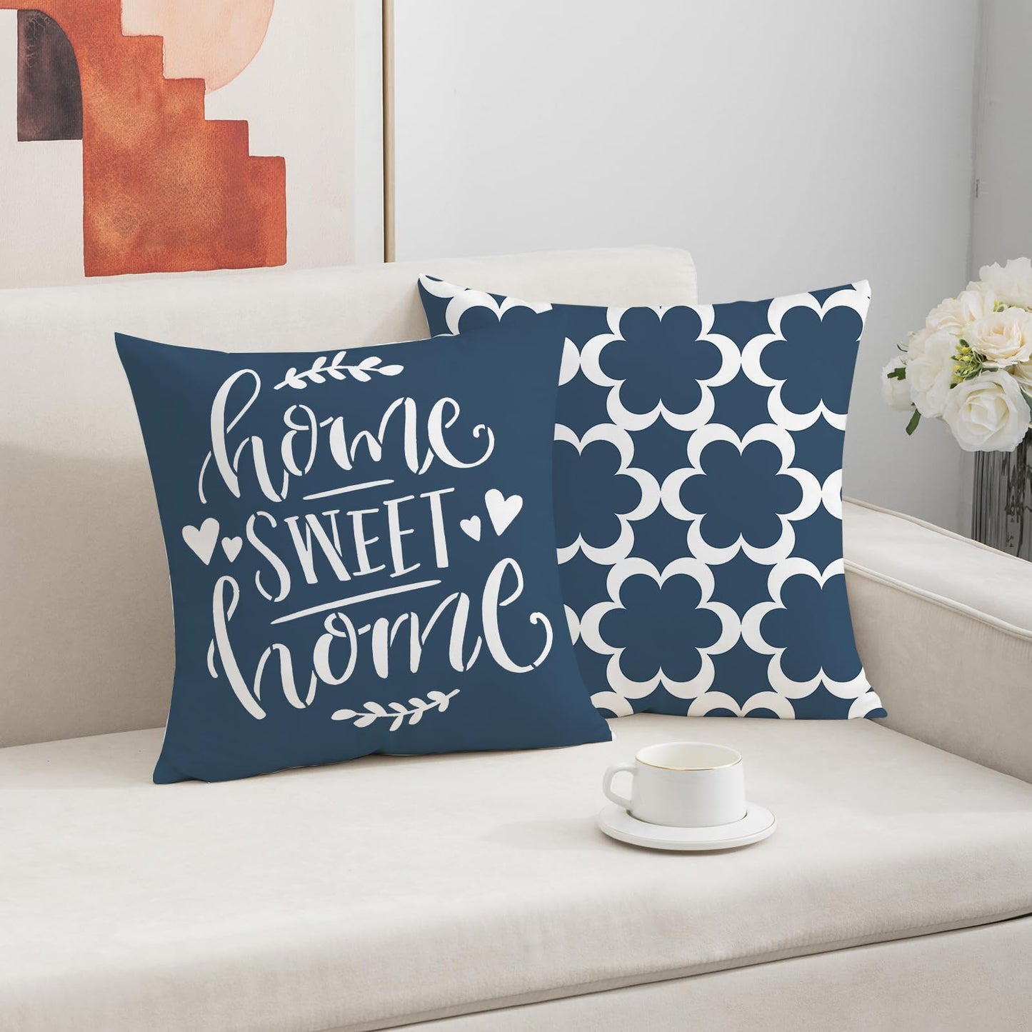 Mimkus Blue Farmhouse Pillow Cover 18 x 18 Inch Set of 4 Spring Summer Throw Pillow Covers Double-Sided Printing Pillow Case for Sofa Home Decor