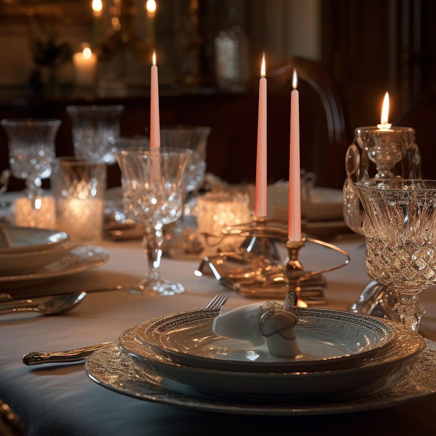 SOFT BREEZE 24 Pack Unscented Tall Taper Candles - 4/5X10 Inch, Dripless, Unscented Dinner Candle - 10 Hours Burn Time -Pink Colors