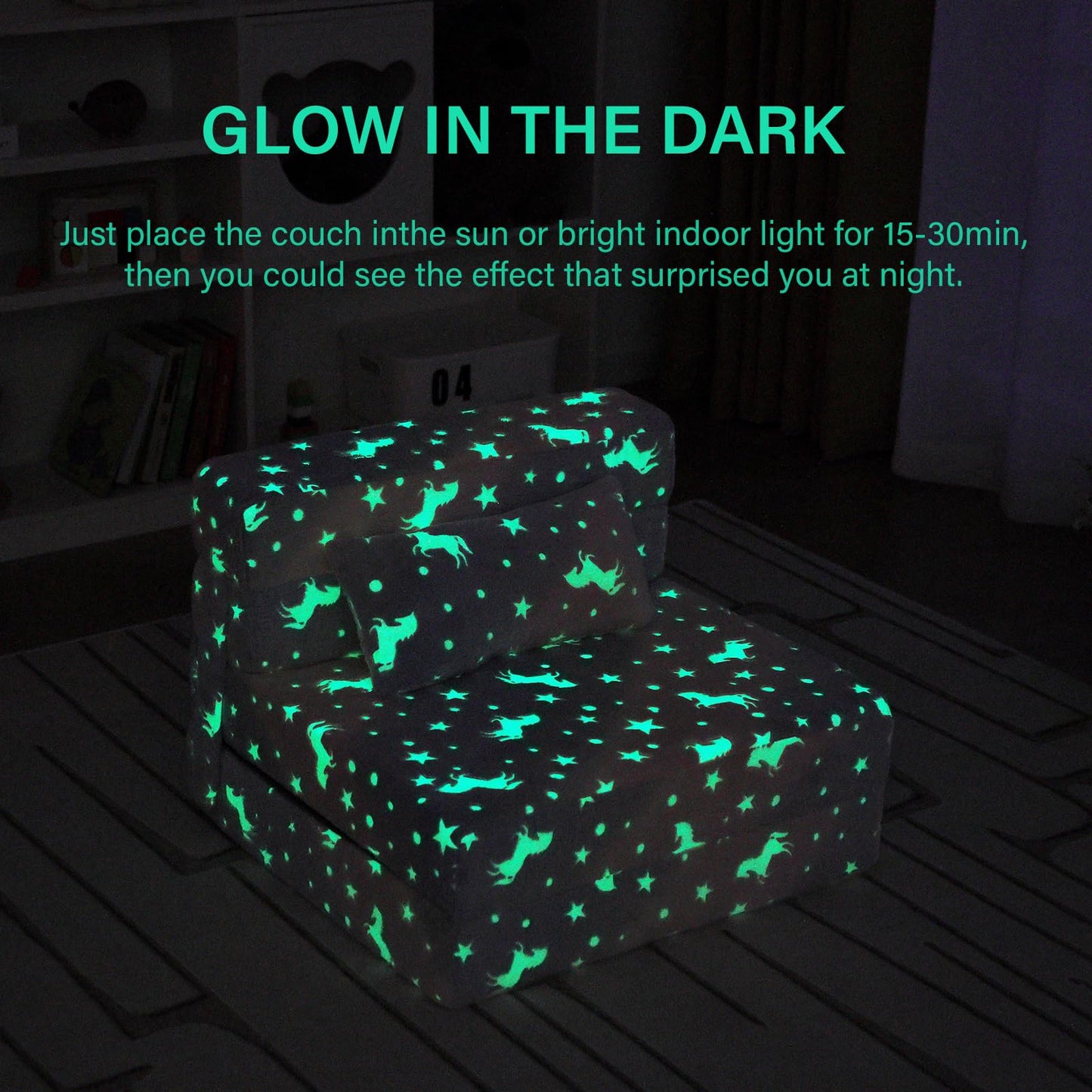 Givjoy Folding Sofa Bed Floor Mattress for Kids with Pillow, Toddler Washable Folding Floor Nap Mat Futon, Child Fold Up Sofa Chair Bed with Storage Bag for Girls and Boys