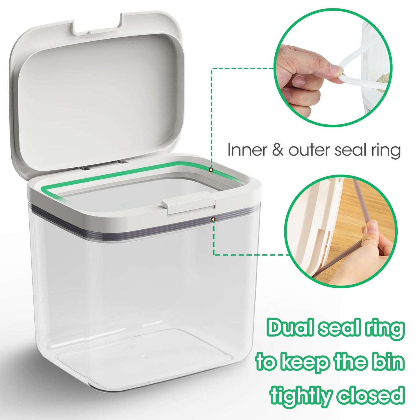 2 Pack Large Dog Treat Container Bins 2 Qt + 3 Qt with One-Press Flip-up Lid, Airtight Pet Dog Cat Treat Jar for Countertop, Pet Biscuit Canister Cookie Holder