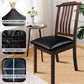 Lufyzora Pu Leather Dining Chair Seat Covers Set of 4, Waterproof Dining Seat Covers Stretch Chair Covers for Dining Chairs/Kitchen Room/Hotel, Odorless Seat Covers for Kitchen Chairs (Black - 4 PCS)