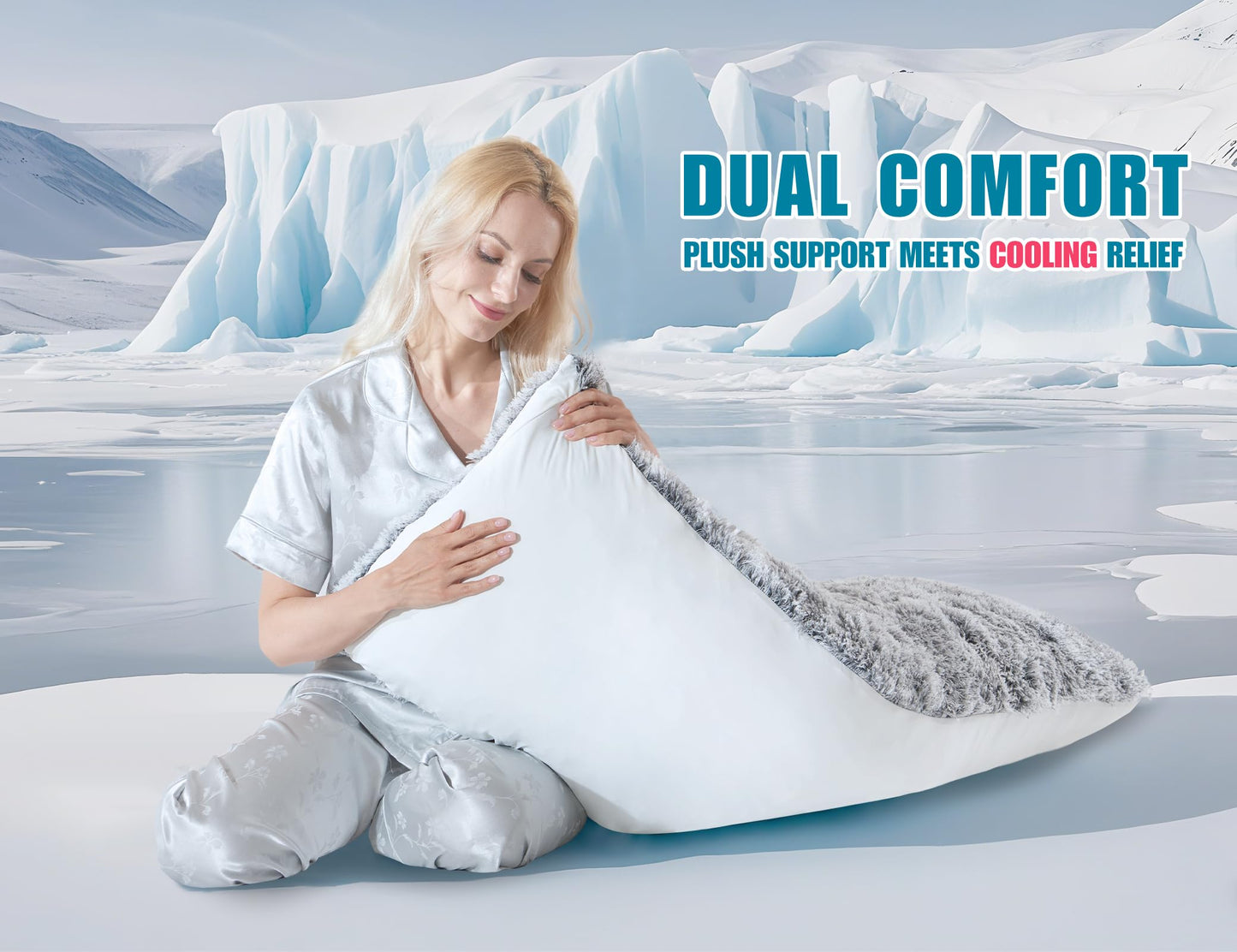 WSOFRLAC Cooling Body Pillow Case Cover with Zipper 20x54 Cooling Body Pillow Cases King Size Pillow Cases Fluffy Dark Gray Cool Long Body Pillows Cases for Adults Kids Side Sleeper Machine Washable