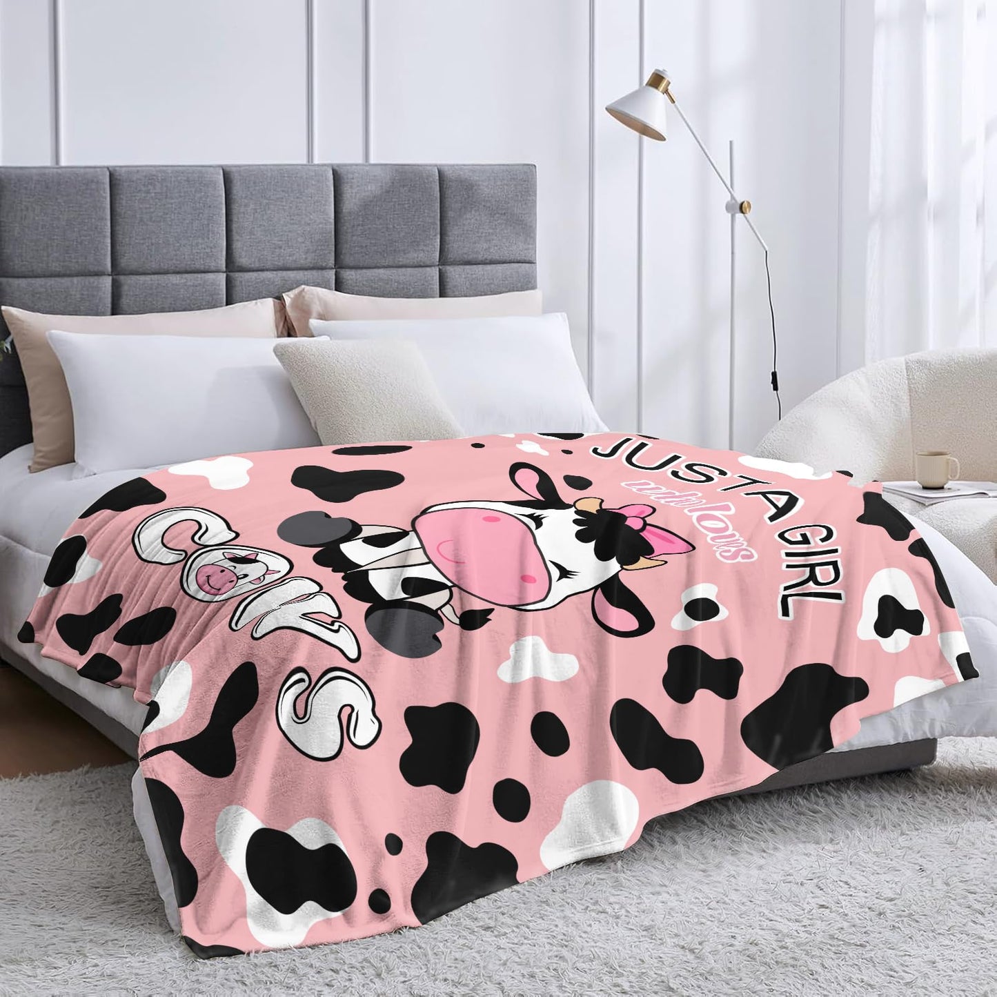 Cow Blanket Gifts for Girls Women Soft Flannel Cow Throw Blanket Birthday Gifts Decor Stuff 50" x 40"