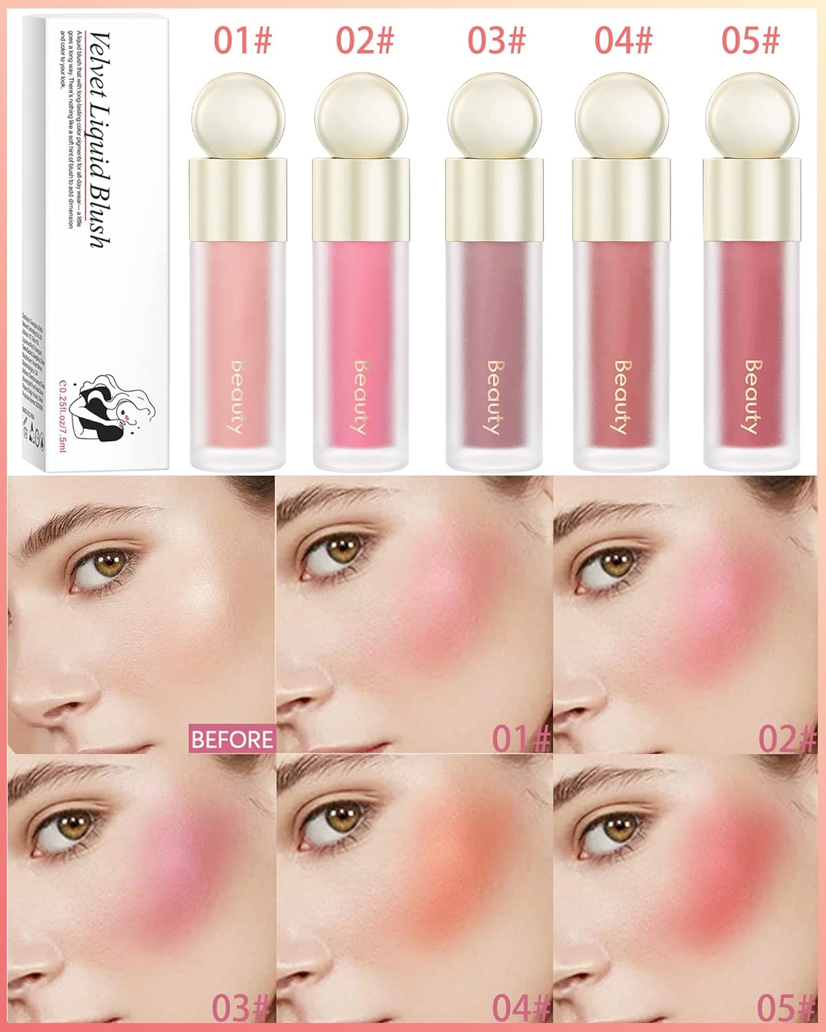 Velvet Liquid Blush Wand, Creme Blush Makeup Stick,Blush Beauty Makeup Dual Use for Cheeks & Lips, Long-Wearing,Dewy Finish,Skin Tint Blush, Contour Blush Wand,Thanksigiving Gift for Women-05