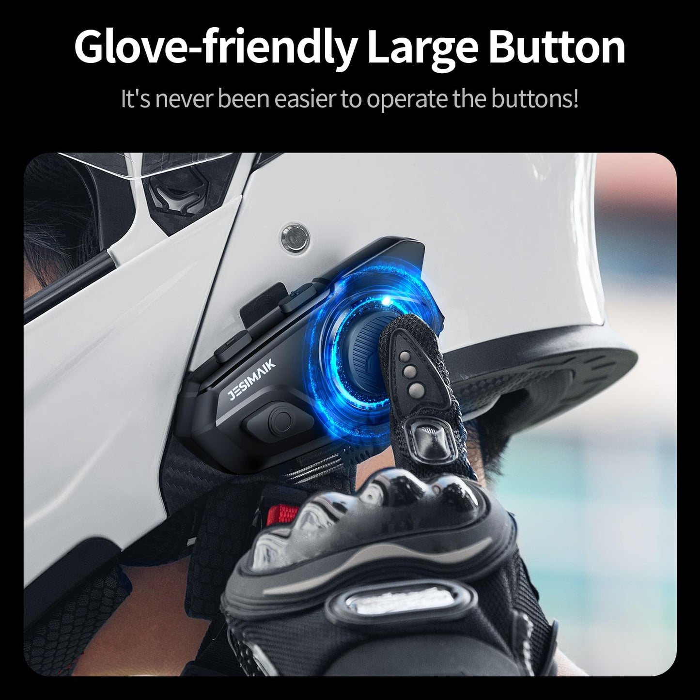 JESIMAIK Motorcycle Helmet Bluetooth Headset, 10 Way 2KM Helmet Communication System, Multitasking Audio Motorcycle Intercom, 2 Mics&40mm Helmet Speaker, 2 Pack