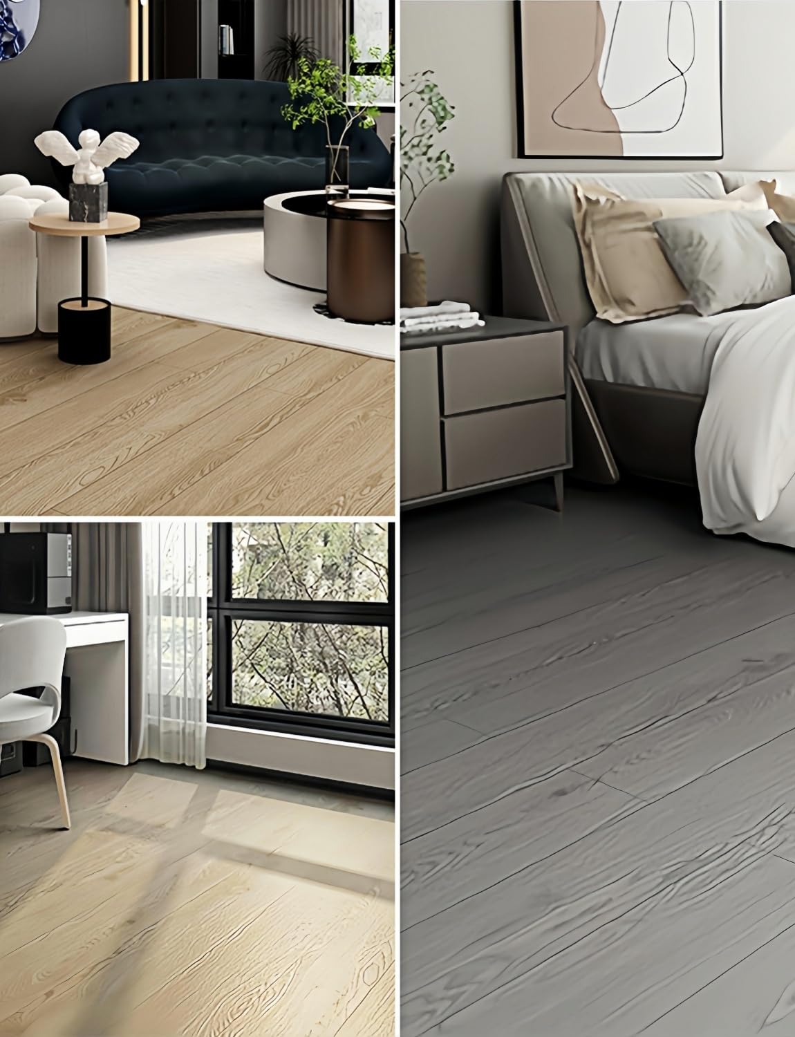 2 Rolls 15.7'' Wide Peel and Stick Floor Tiles FOGZUVR: 25.73 Sq.ft Self-Adhesive Thick Vinyl Flooring, Durable Waterproof Wood Grain Large Plank for Bathroom & Kitchen (Paleish Grey‌, 118''x15.7'')