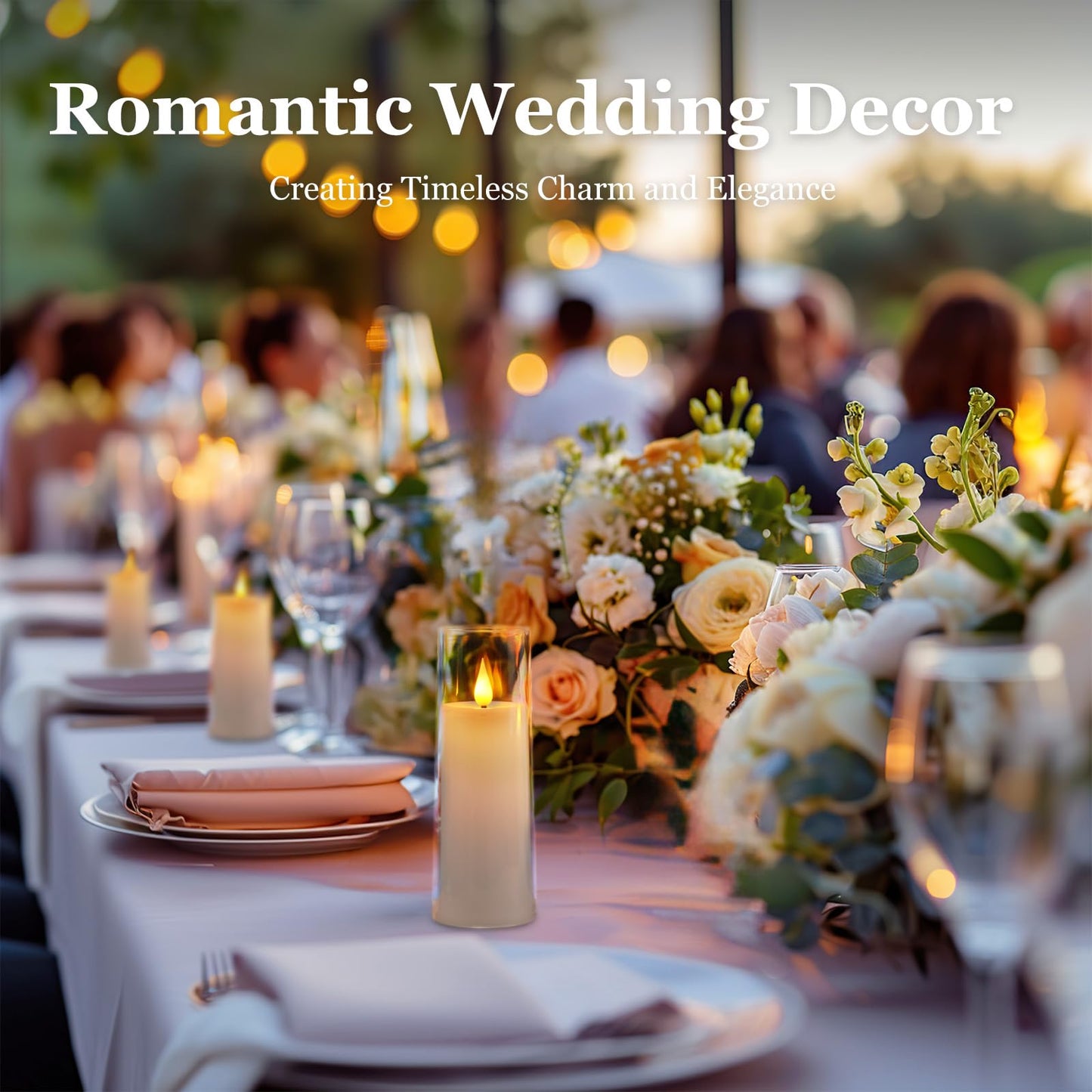 Amagic Pure White Acrylic Flameless Candles, Battery Operated Candles, Flickering LED Pillar Candles with Remote Control and Timer, Warm Yellow Light, D2.2 xH5 5" 6" 7" 8", Set of 5