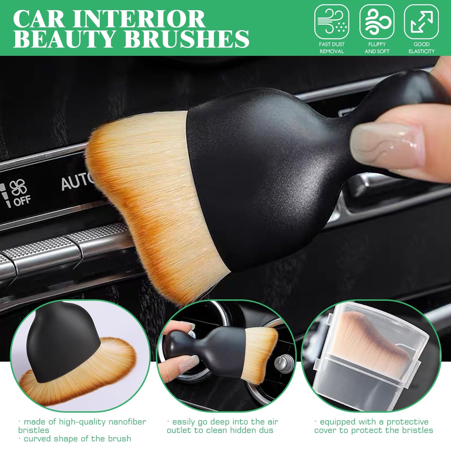 Yauhar 14Pcs Car Interior & Exterior Dusting Brush Set Contains Soft Cleaning Brushes, Auto Boars Hair Detailing Brushes, Double Head Brush for Automotive Air Conditioning Vent Dashboard Screen
