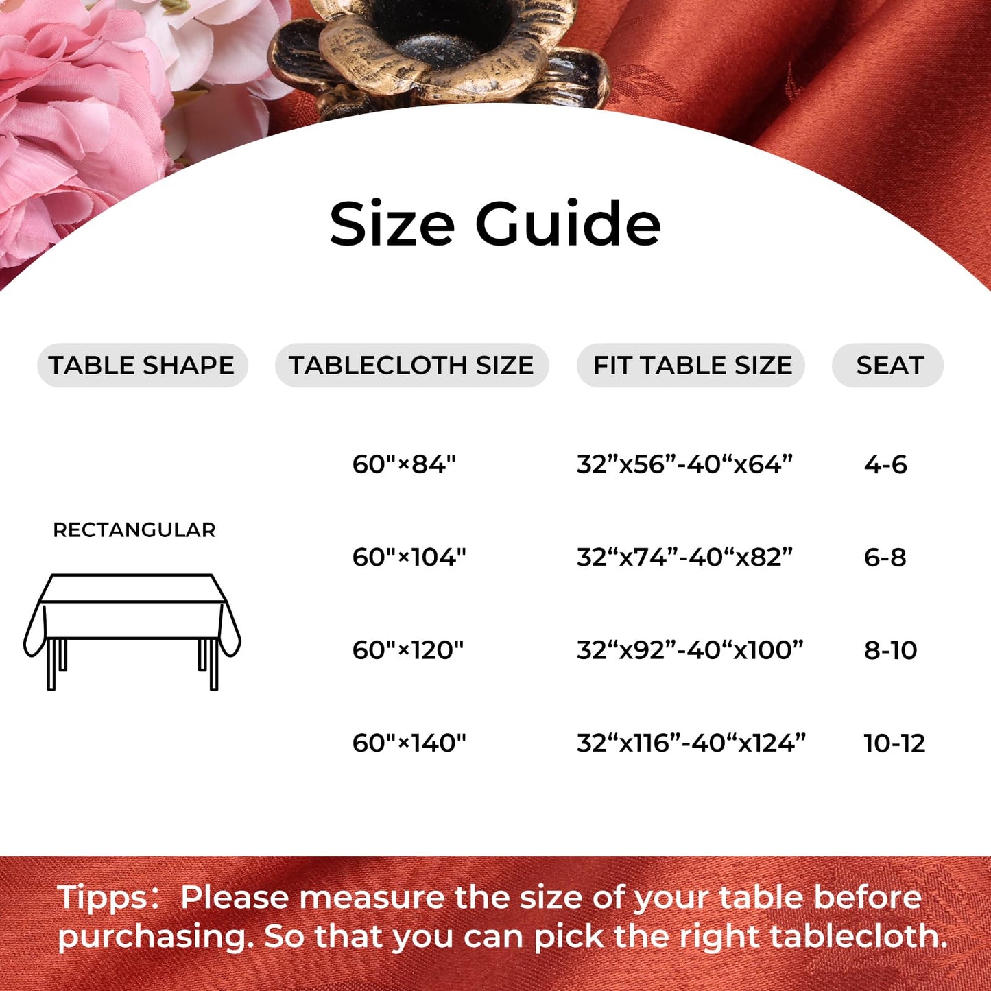 Babenest Fall Tablecloth Rectangle 60x104 Inch, Autumn Maple Leaves Jacquard Wrinkle Resistant Table Cloth, Polyester Fabric Table Cover for Thanksgiving Harvest Party Dining Wedding (Burnt Orange)