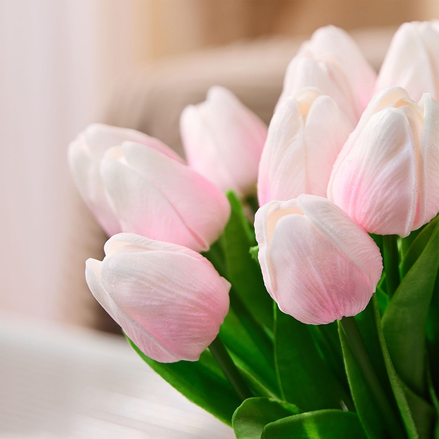 Drewev 30 Pcs Tulips Artificial Flowers Fake Pink Flowers Latex Tulips Real Touch 13" Silk Flower for Spring Mother's Day Easter Gifts in Bulk Home Kitchen Wedding Decorations