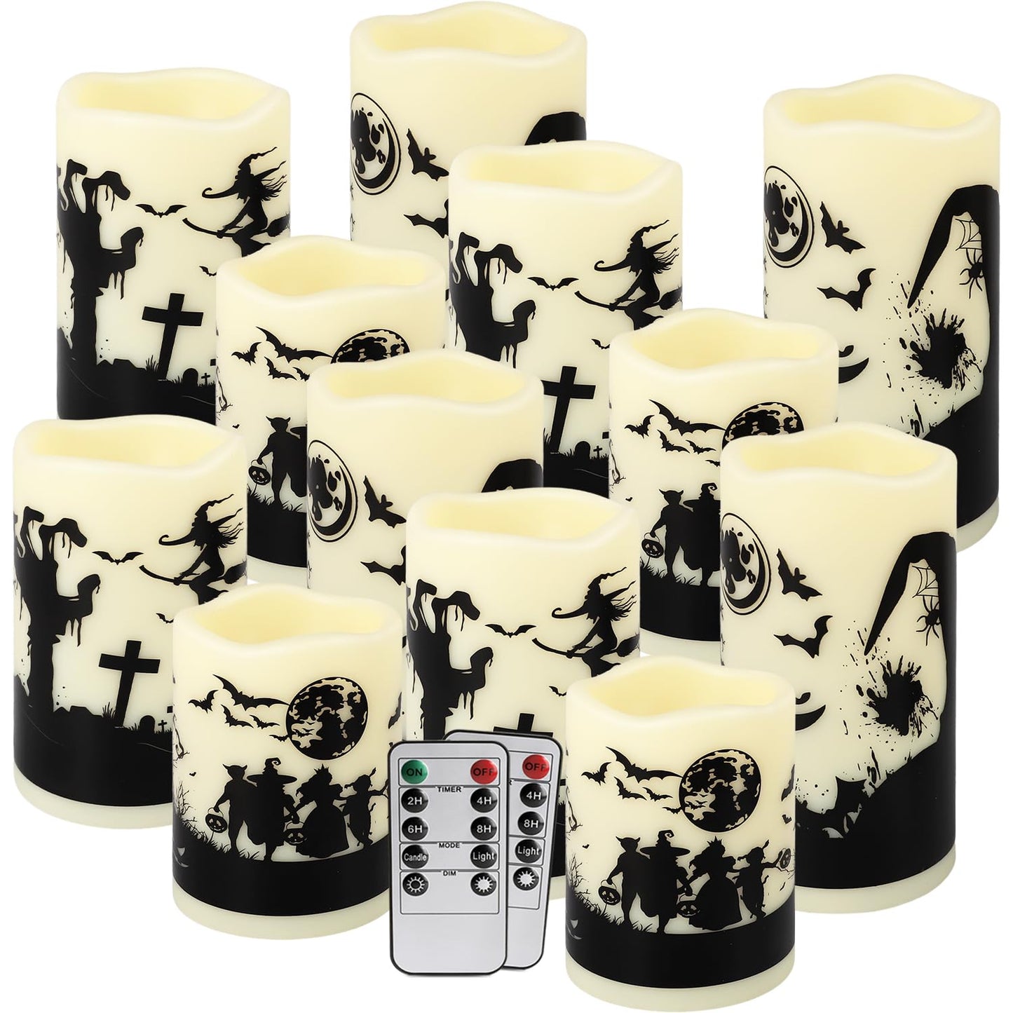 ECLHTLNY 12-Pack Waterproof -Flameless Led Candles，Remote Control and Timer Functions for Halloween and More Decorations（3 Sizes）
