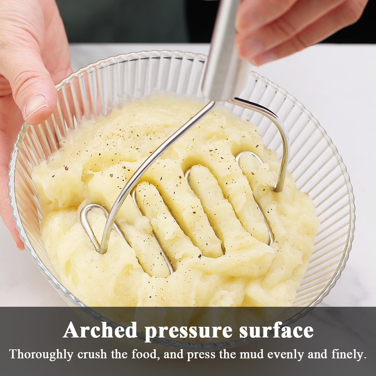 Kyraton Stainless Steel Kitchen Utensils Set 6 Pieces, Cooking Utensil Set Include Metal Spatula Sets, Skimmer, Ladle, Tongs, Potato Masher, Dishwasher Safe