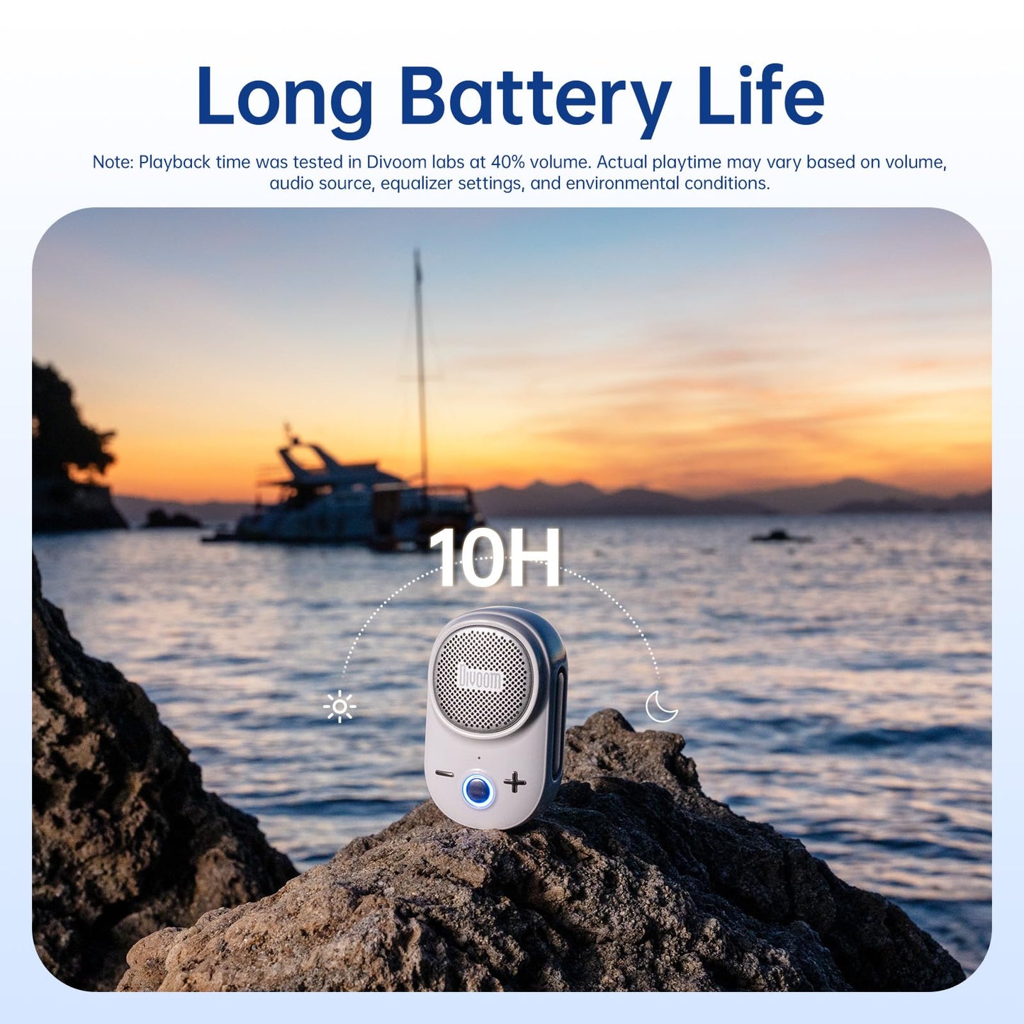 Divoom Itour-S Portable Mini Wearable Bluetooth Speaker, Big Audio and Punchy Bass,Clip-On Design, IP67 Waterproof and Dustproof,10 Hours Playtime,Speaker for Home Travel Office and Outdoors (White)