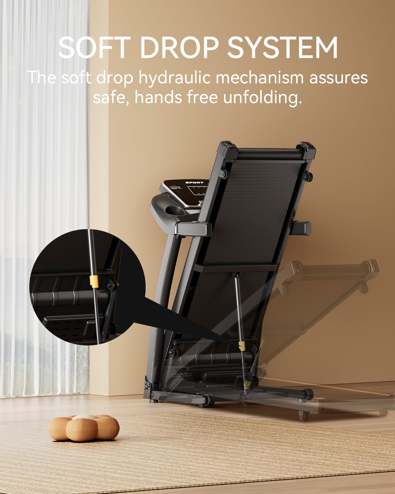 Treadmills for Home, 0-15% Auto Incline, 3.0HP Folding Treadmills for Running Walking with 300 LBS Weight Capacity, Bluetooth & Heart Rate Sensors, Hydraulic Folding