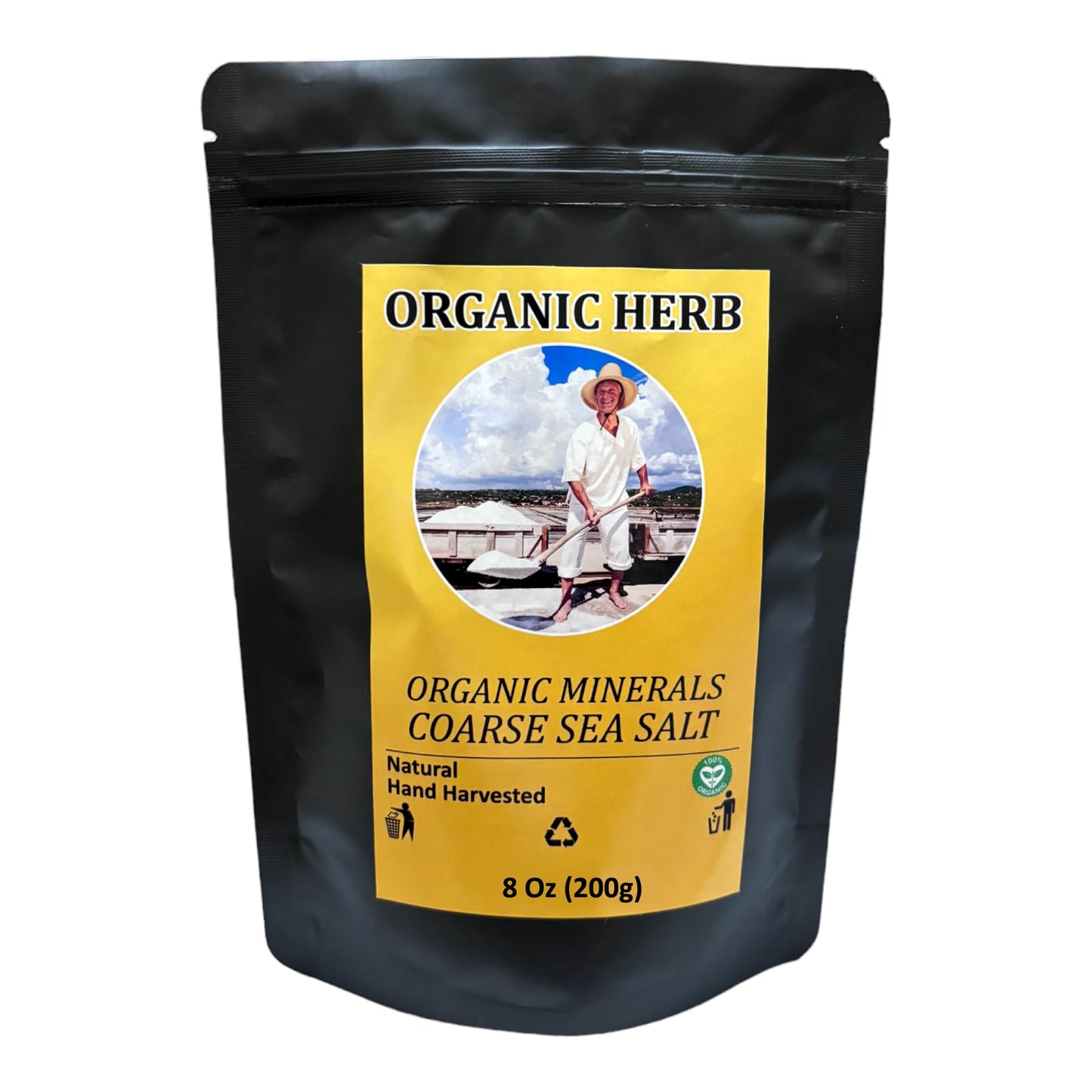Organic Herb Sea Salt Flakes, 8oz, Hand Harvested, Low Sodium, Perfect for Cooking, Optimal Body Function, 84 Minerals, Resealable Bags