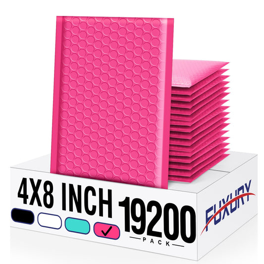 Fuxury Black Bubble Mailers 4x8" 100 Pack Waterproof Padded Envelopes Usable Size 4x7" Self Seal Bubble Envelopes Padded Mailers for Small Business, Envelope Mailers