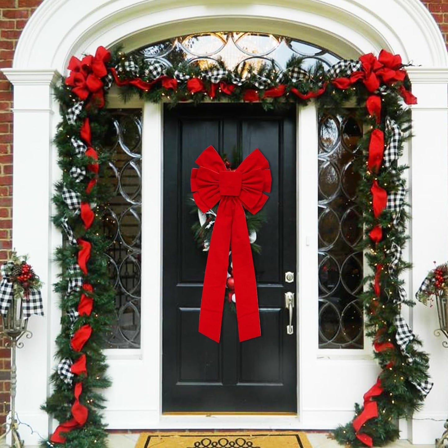 4 Pack Christmas Tree Bow Topper Red, 18”x35” Car Bow, Christmas Bows Decoration Large, Wreath Bow, Christmas Red Velvet Bows, for Xmas Home Front Door Patio Outdoor Decor (Red 2, 4 Pack)