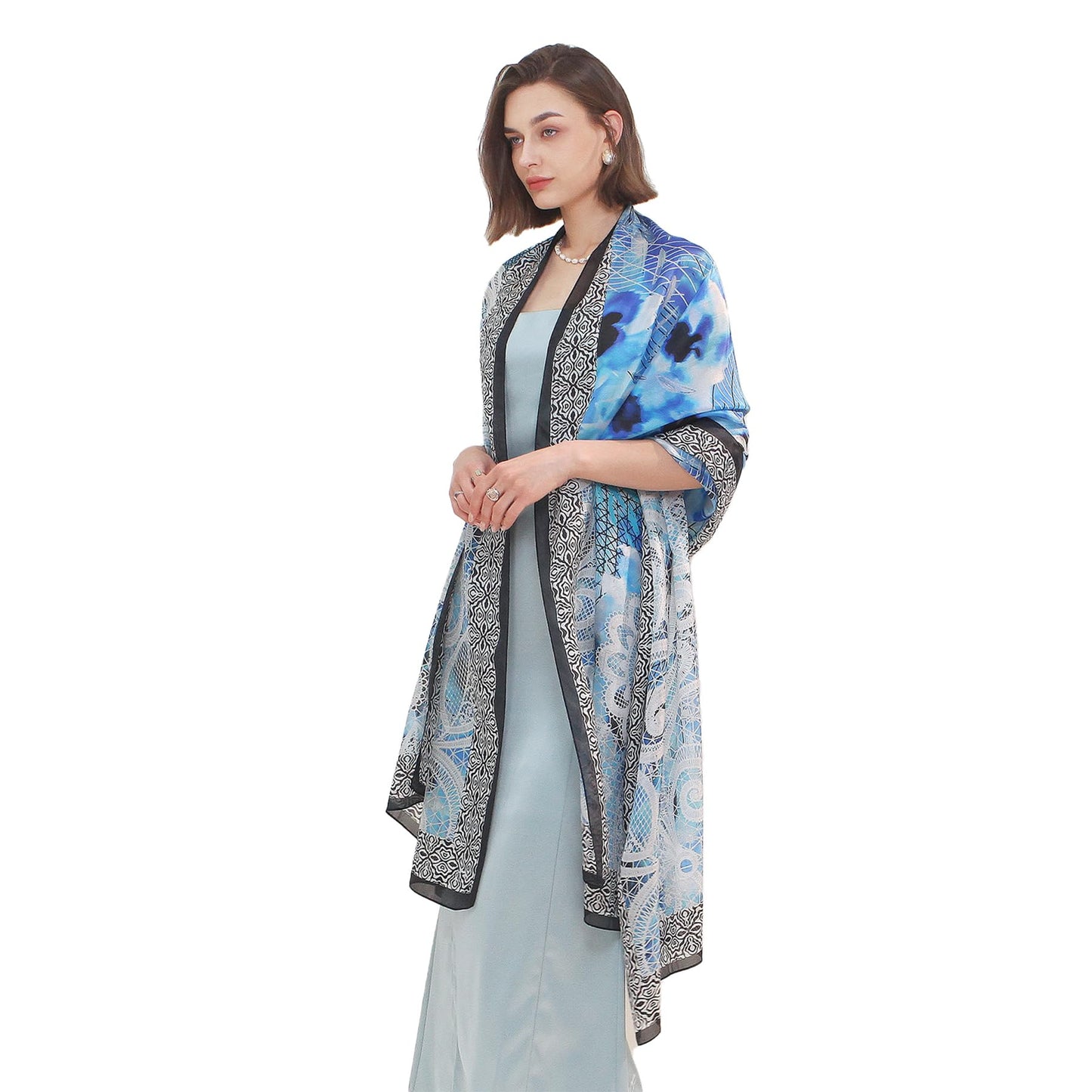 DANA XU 100% Mulberry Silk Pashmina Summer Scarf Extra Large Shawls And Wraps For Evening Dress Women Travel Floral Blanket