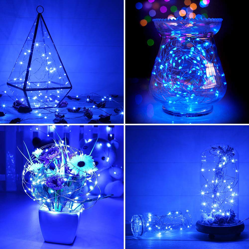Onforu 16 Pack Blue Fairy Lights Battery Operated String Lights, 6.5ft 20 Mini LED Lights, IP67 Waterproof Twinkle Lights for Mason Jar Wedding Centerpiece Decor Christmas Bedroom