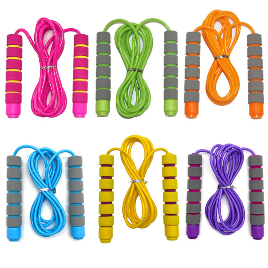 6-Pack Adjustable Jump Ropes for Kids & Teens - Colorful Skipping Ropes with Soft Foam Handles - Ideal for Outdoor & Indoor Play, Fun Games Activity, Fitness, Exercise, and Party Favors