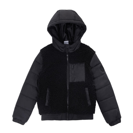 Rokka&Rolla Boys' Water-Resistant Teddy Sherpa Puffer Jacket