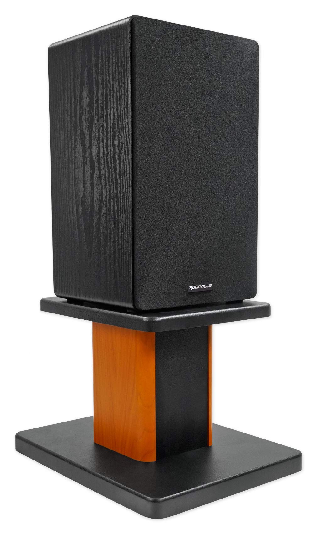 Rockville RHT8C (2) 8" Desktop Speaker Stands, 66 lbs. Capacity, Wood Finish, Resonance-Free, Cable Management, Isolation Pads, for Bookshelf/Studio Monitors
