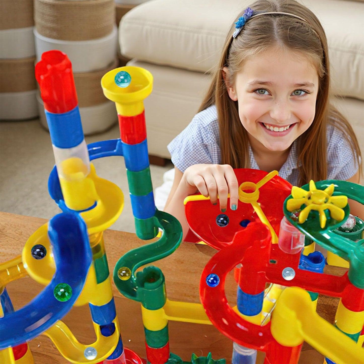 POPLAY 50 PCS Beautiful Player Marbles Bulk for Marble Games, Multiple Colors(1 Whistle)