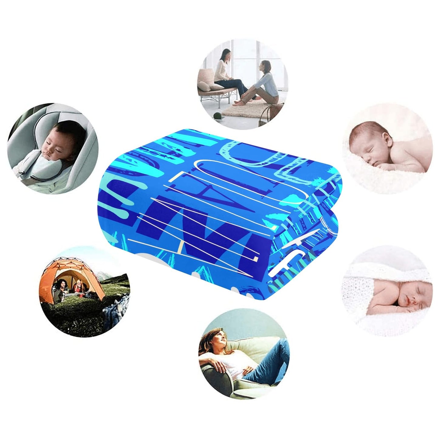 JOYXBUY Custom Blanket Personalized Throw Blanket Name Blankets Personalized Gifts for Women Men Kids Baby Boys Girls (Fluorescent Blue, 30” x 40”)