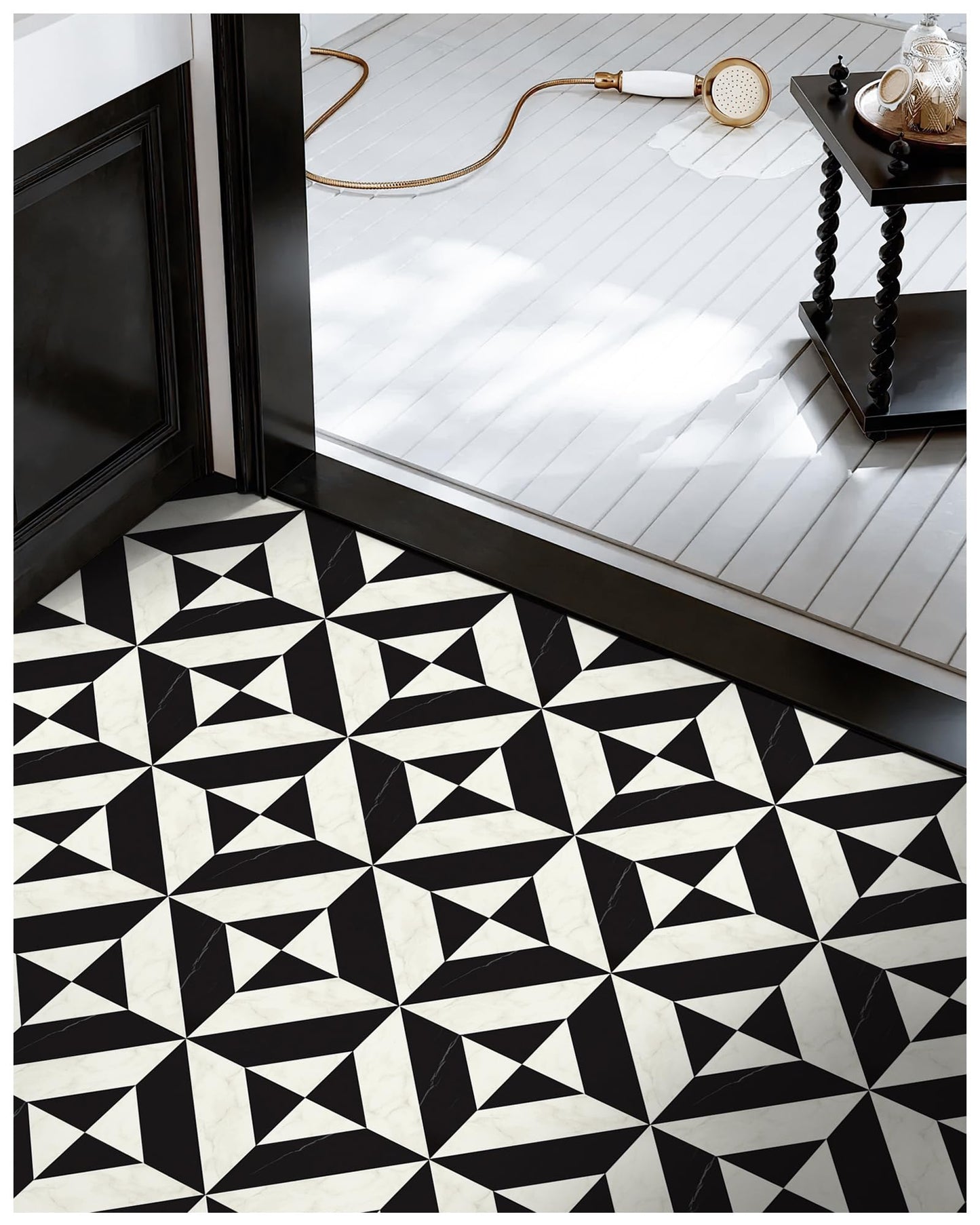 MORCART Peel and Stick Floor Tile - 20 PCS, 11.8" x 11.8" Vinyl Flooring - Waterproof Self-Adhesive Tile Sticker for Bathroom, Kitchen, Dining Room, Bedrooms - Cover 19.4 Sq. Ft, Black & White Marble