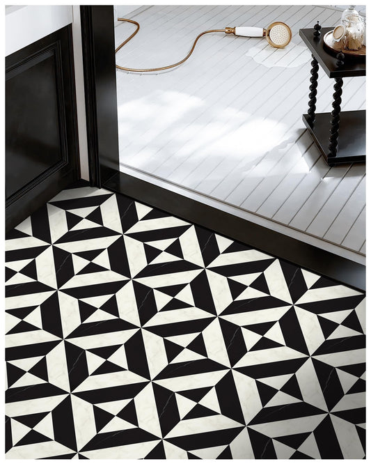 MORCART Peel and Stick Floor Tile - 20 PCS, 11.8" x 11.8" Vinyl Flooring - Waterproof Self-Adhesive Tile Sticker for Bathroom, Kitchen, Dining Room, Bedrooms - Cover 19.4 Sq. Ft, Black & White Marble