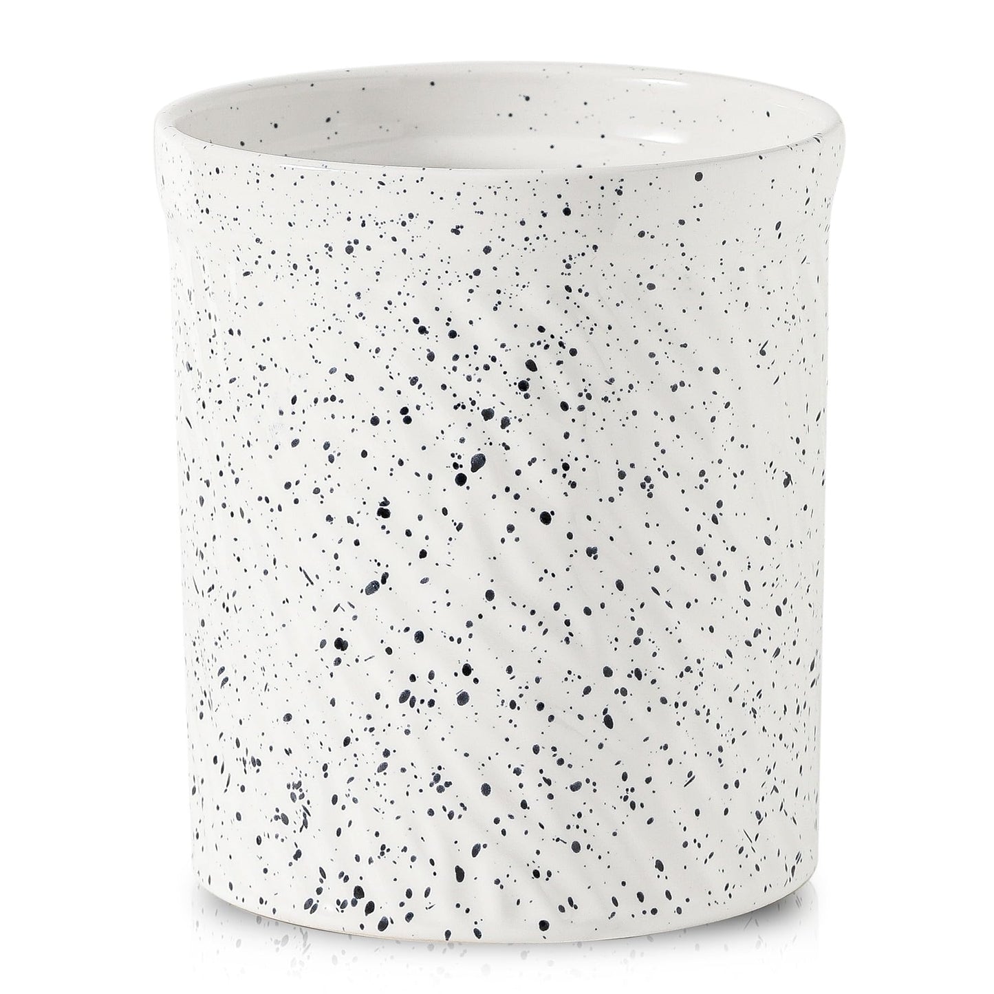 KOOV Cooking Utensil Holder, Large Ceramic Utensil Crock, Deep and Stable, Utensil Caddy for Countertop, Splash Series (Splashed White)