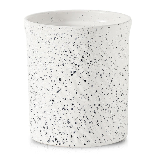 KOOV Cooking Utensil Holder, Large Ceramic Utensil Crock, Deep and Stable, Utensil Caddy for Countertop, Splash Series (Splashed White)