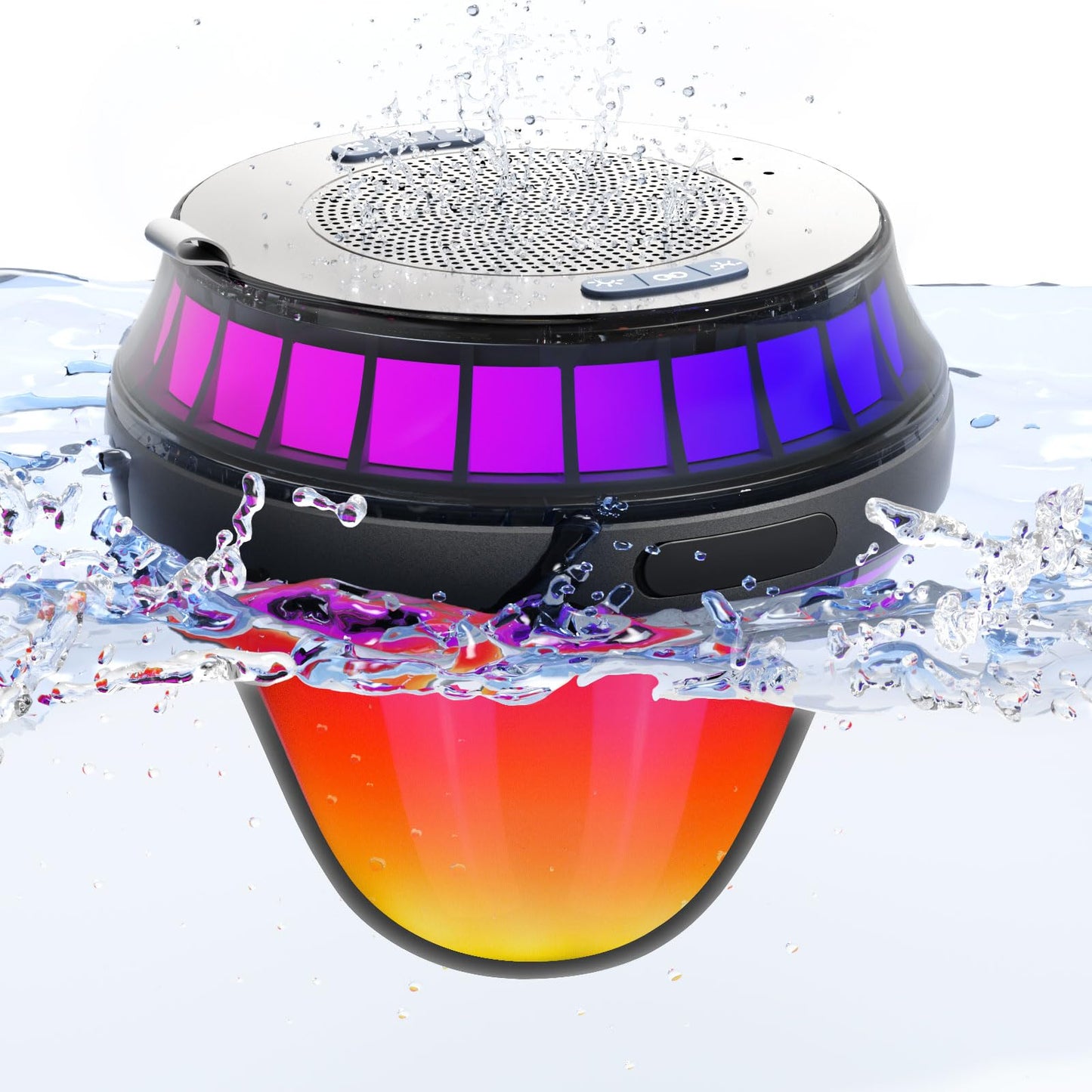 WNWT Floating Speaker for Pool, IPX7 Waterproof Floating Hot Tub Speaker with Colorful Lights, 15W Stereo Loud Sound, TWS, Portable, Wireless Party Gifts for Shower, Spa, Beach