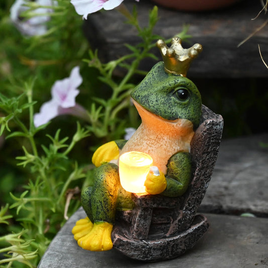 Miniature Frog Garden Statue with Solar Light Home Decor Fairy Garden Accessories Frog Decor for Patio, Balcony, Yard, Lawn Bedroom 2.3"x3.3"x5"