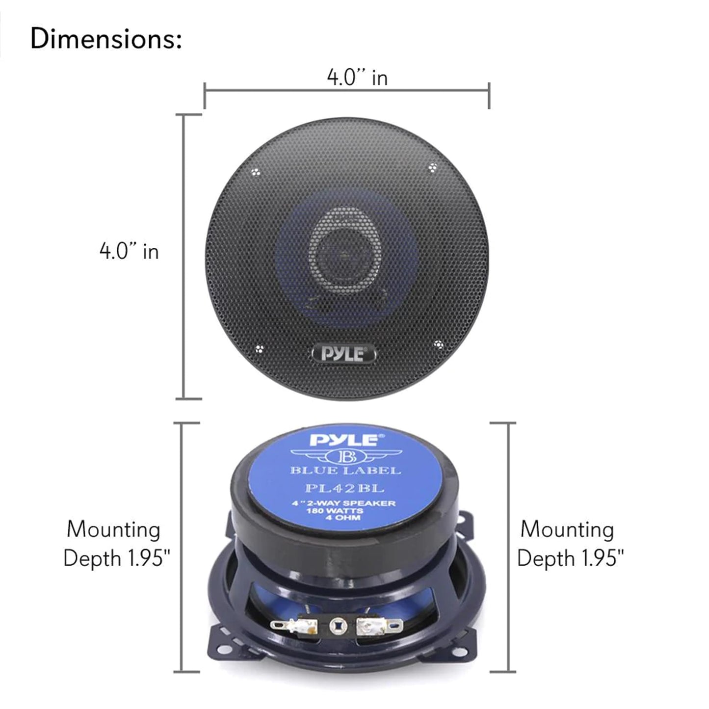 Pyle 6” x 9” Car Sound Speaker (Pair) - Upgraded Blue Poly Injection Cone 4-Way 400 Watts w/ Non-fatiguing Butyl Rubber Surround 50 - 20Khz Frequency Response 4 Ohm & 1.25” ASV Voice Coil