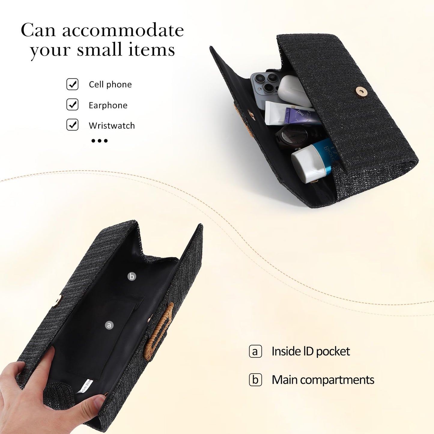 Emprier Straw Clutch Purses for Women Summer Beach Bag Raffia Crossbody Purse Woven Envelope Handbag