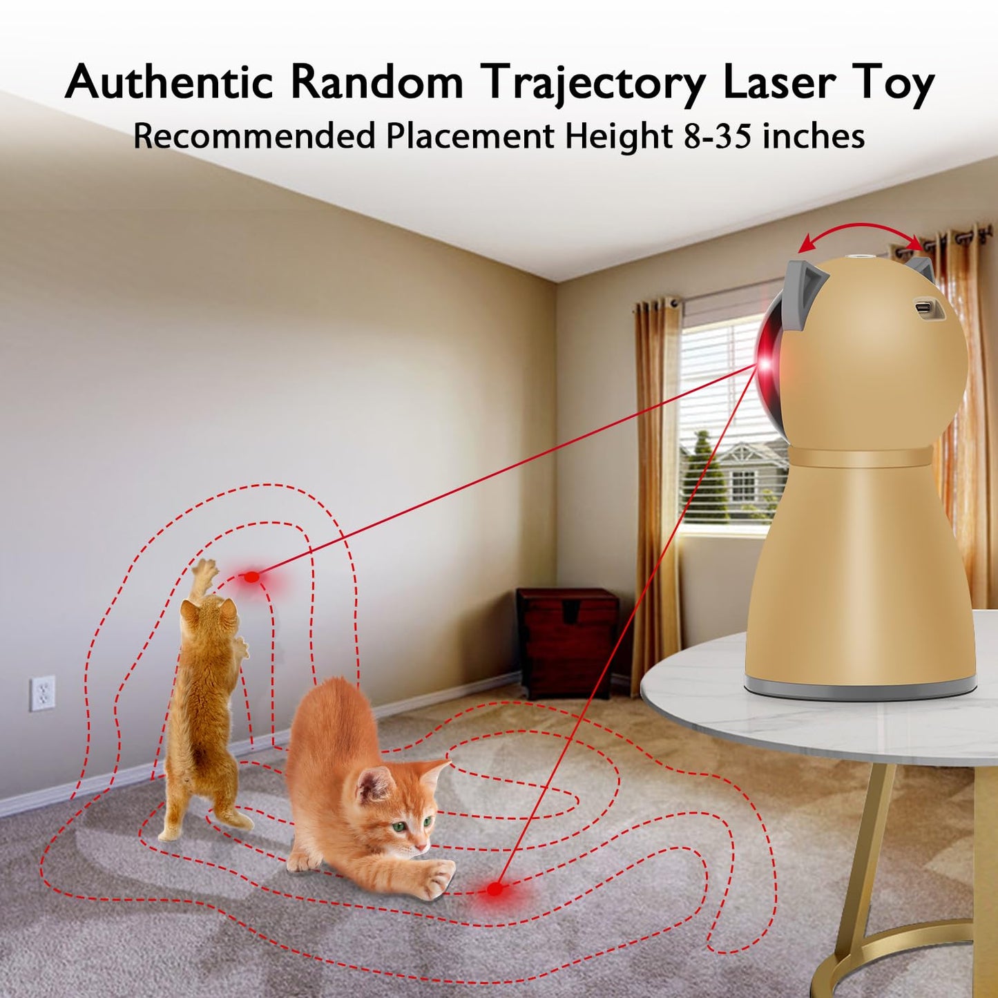 Valonii Interactive Cat Laser Toy Automatic for Indoor Cats,Real Random Trajectory Rechargeable Laser Cat Toys for Indoor Cats/Kittens/Dogs