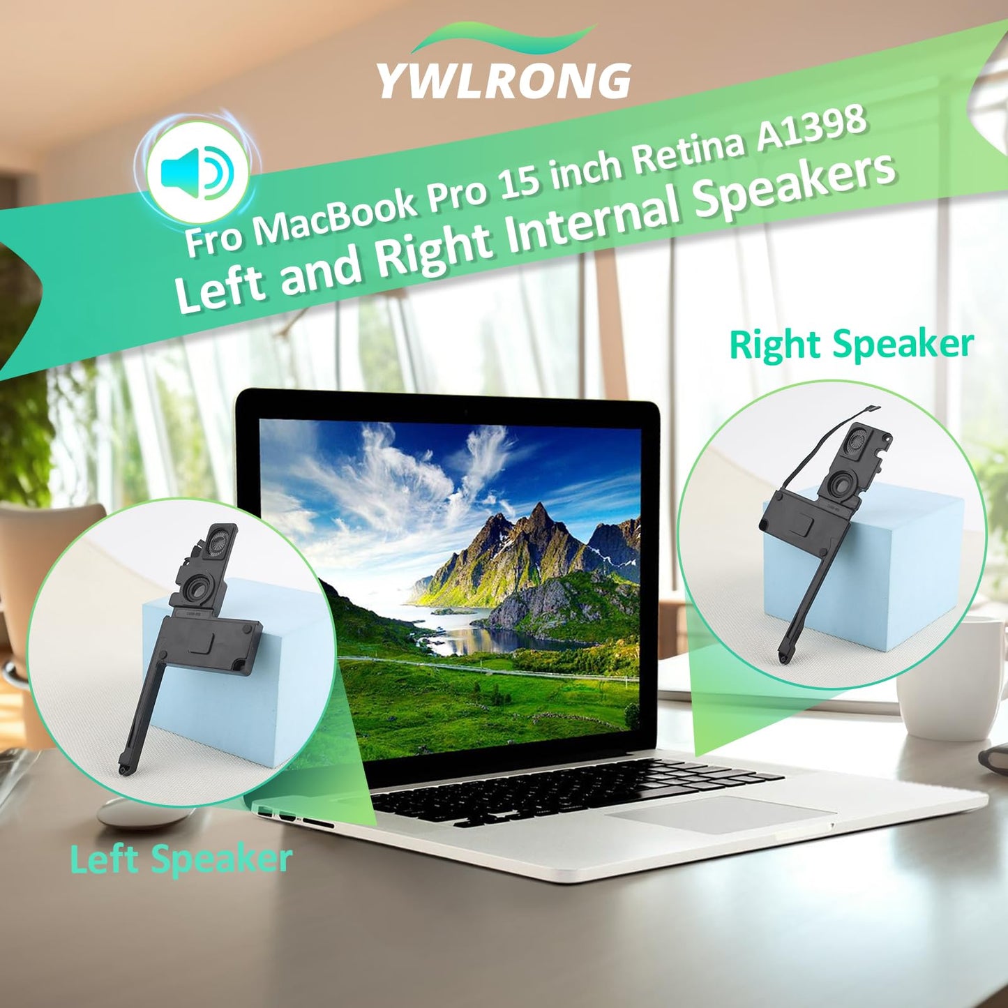 Speaker for MacBook Pro 15 inch Retina A1398 Loud Speaker Replacement for MacBook Pro 15 inch Retina A1398 2012 2013 2014 2015 Left and Right Internal Loudspeaker Buzzer Assembly with Repair Tools