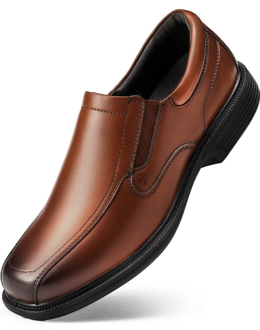 SVNKE Men's Casual Slip-on Loafers Stretch Shoes Square Toe Wedding Dress Shoes Luxury Bussiness Office Shoes Brown 10