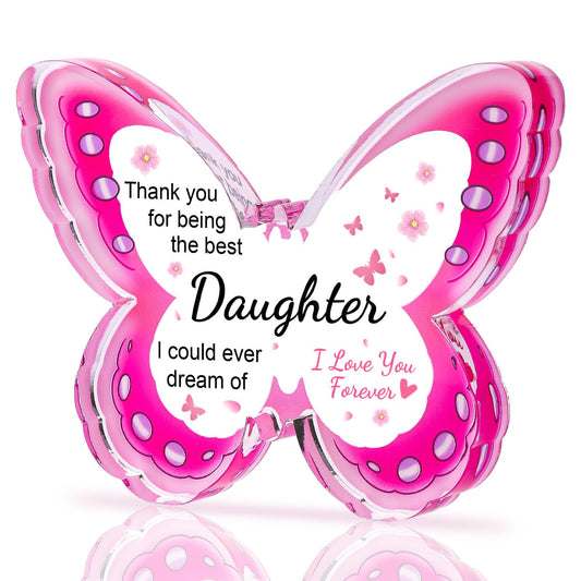 Gifts for Mom, Mom Birthday Gifts from Daughter Son- Acrylic Butterfly Plaque 4.33×3.26×0.47'', Keepsake, Paperweight, Mother's Day Stuff Ideas, Christmas Best Mom Ever Gifts