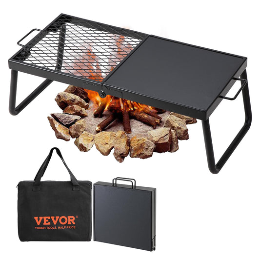 VEVOR Swivel Campfire Grill, Fire Pit Grill Grate over Fire Pits, Heavy Duty Steel Grill Grates, 360° Adjustable Open Fire Outdoor Cooking Equipment, Portable Camp Fire Racks for Camping Outdoor BBQ