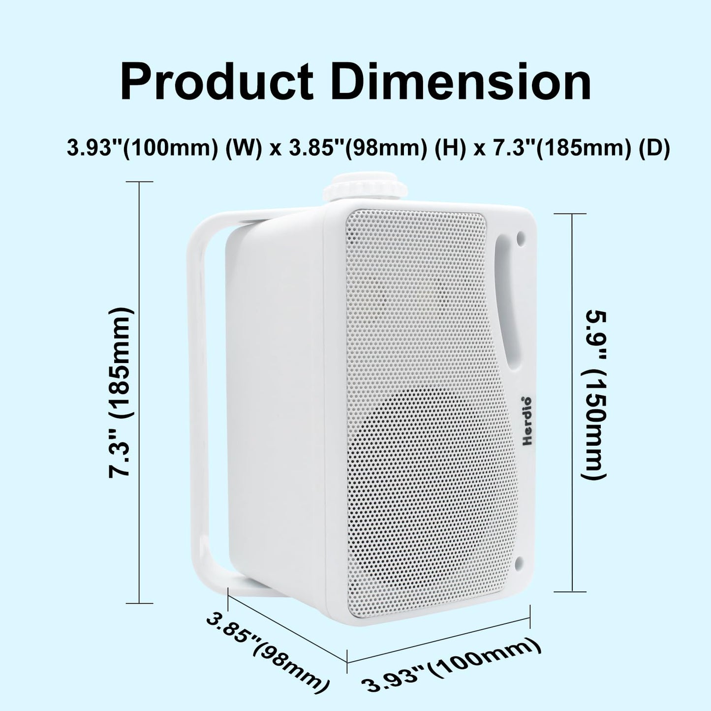 Herdio 3.5 Inch Passive Outdoor Speakers Wired Waterproof, 200W 3 Way Premium Mountable Wall Mount Speakers with Superior Sound, All-Weather Durability, for Patio Marine Boat Garage Indoor(White Pair)