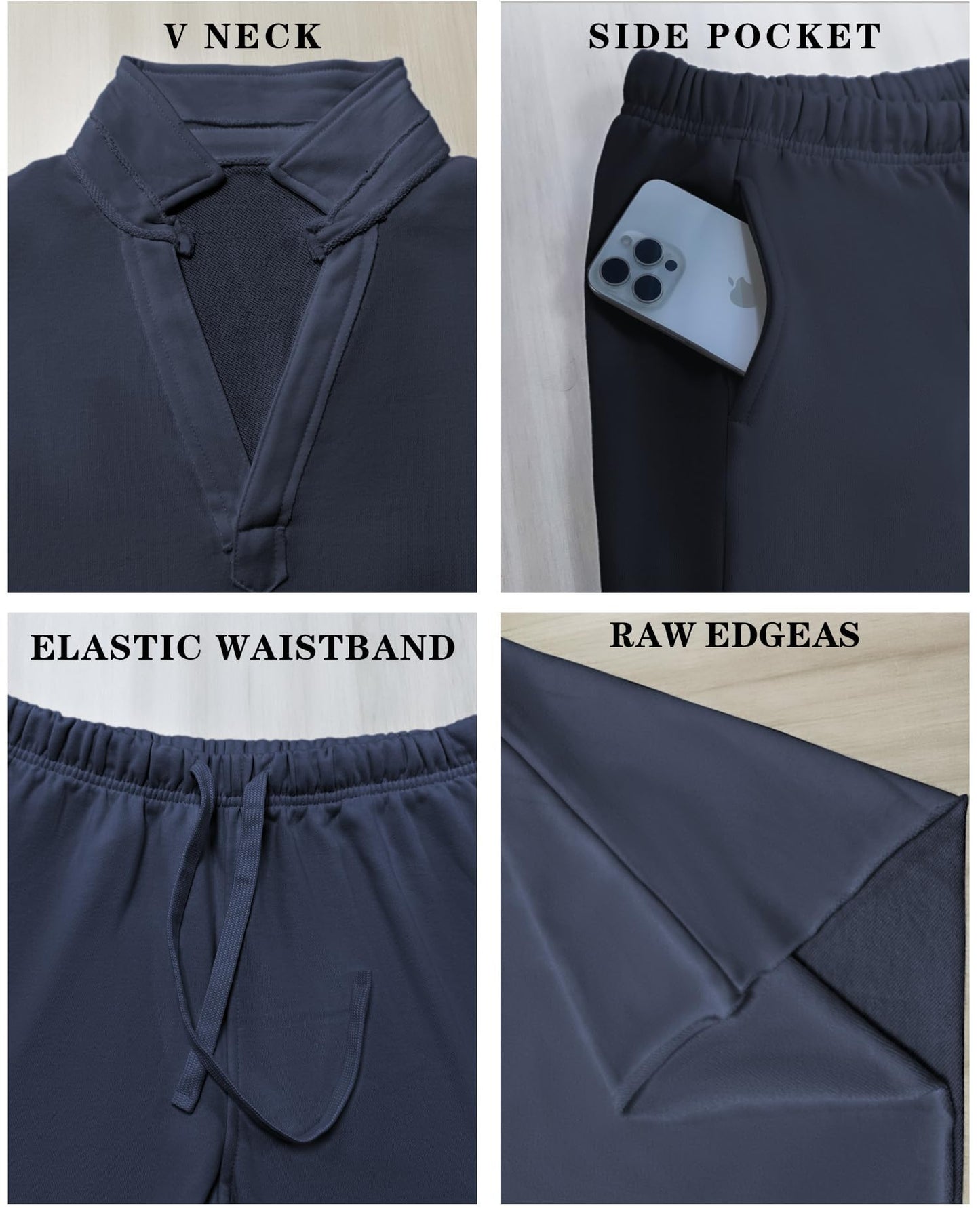 Yioaga Women Tracksuits 2 Piece Set Carmel Travel Set Patrick Pullover Sweatshirt Catherine Sweatpants Casual Lounge Outfit(Navy,XL)