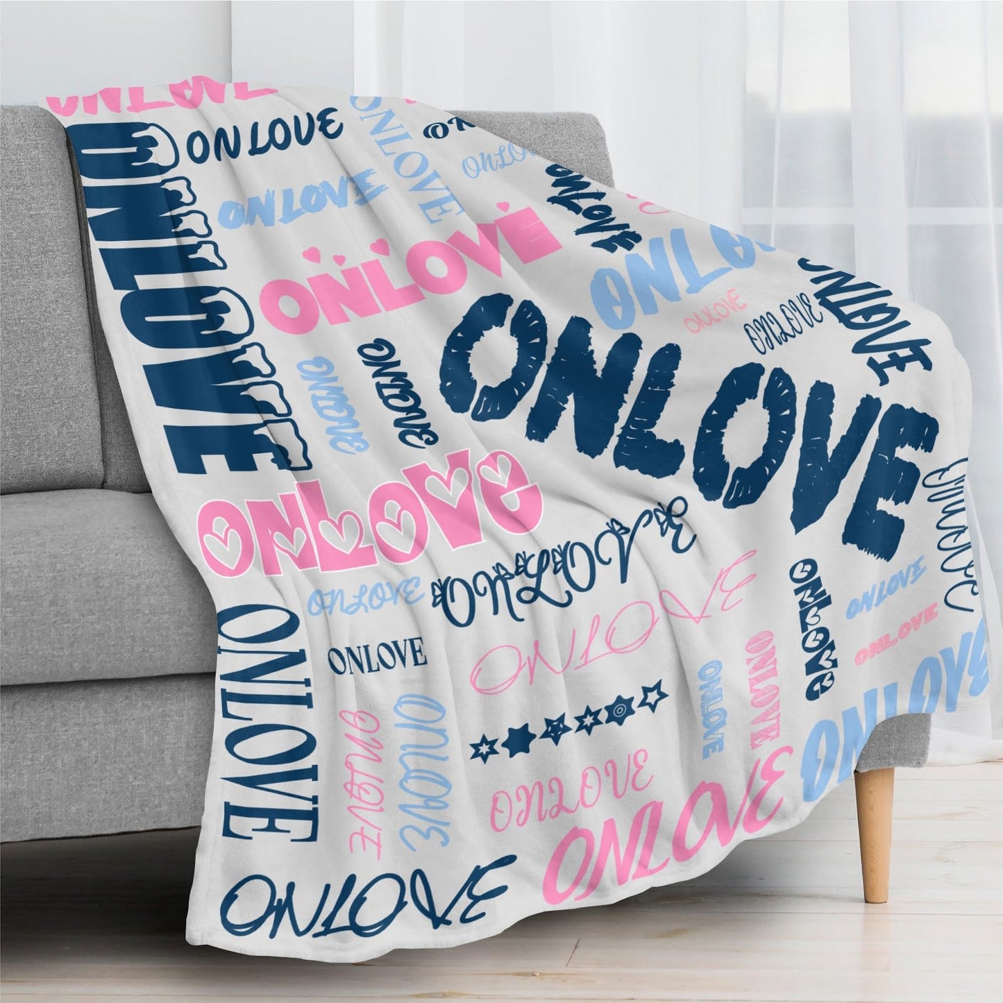 HSMAELE Personalized Blankets with Name Custom Blanket for Boys Girls Adult Customized Flannel Throw Blanket for Birthday Valentines Day Gifts, Gray Blanket Made in USA