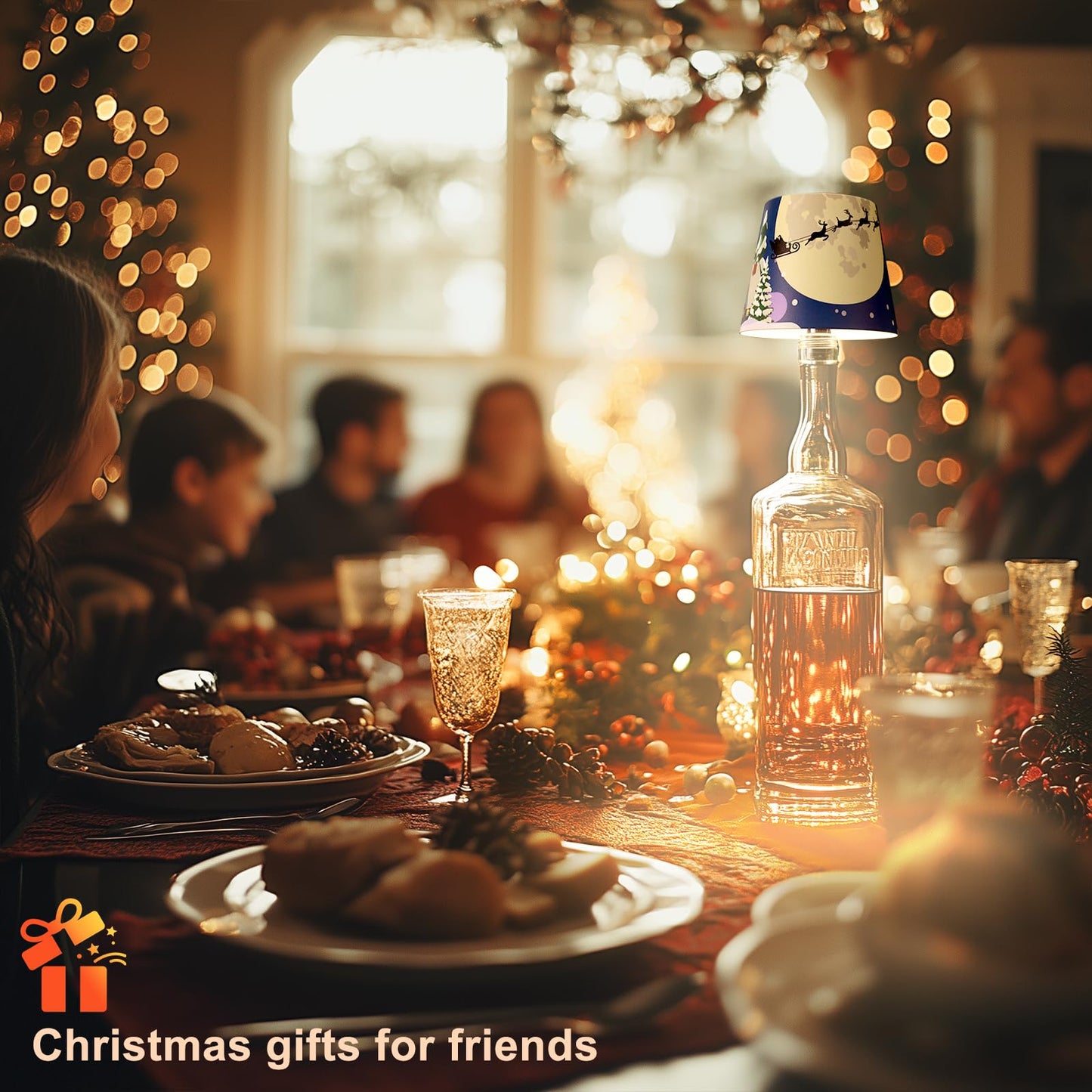 SOUDFK 2025 New Wireless Bottle lamp, Customized Indoor/Outdoor Decoration (Blue Elk)