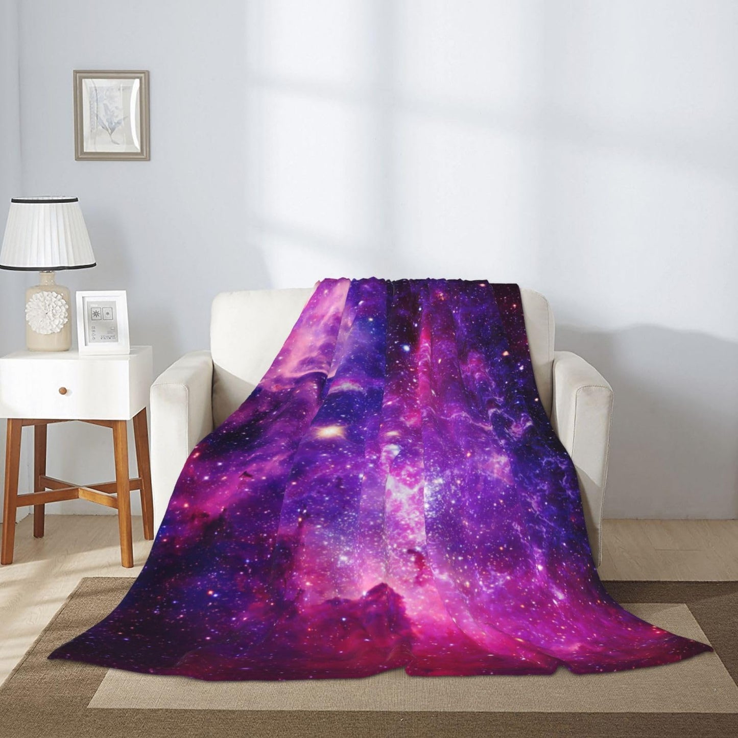 Jbofyee Bursting Galaxy Throw Blankets All Season Ultra Soft Warm Fleece Blanket for Home Bed Sofa Couch Chair Outdoor Travel Camping 60x50 Inch