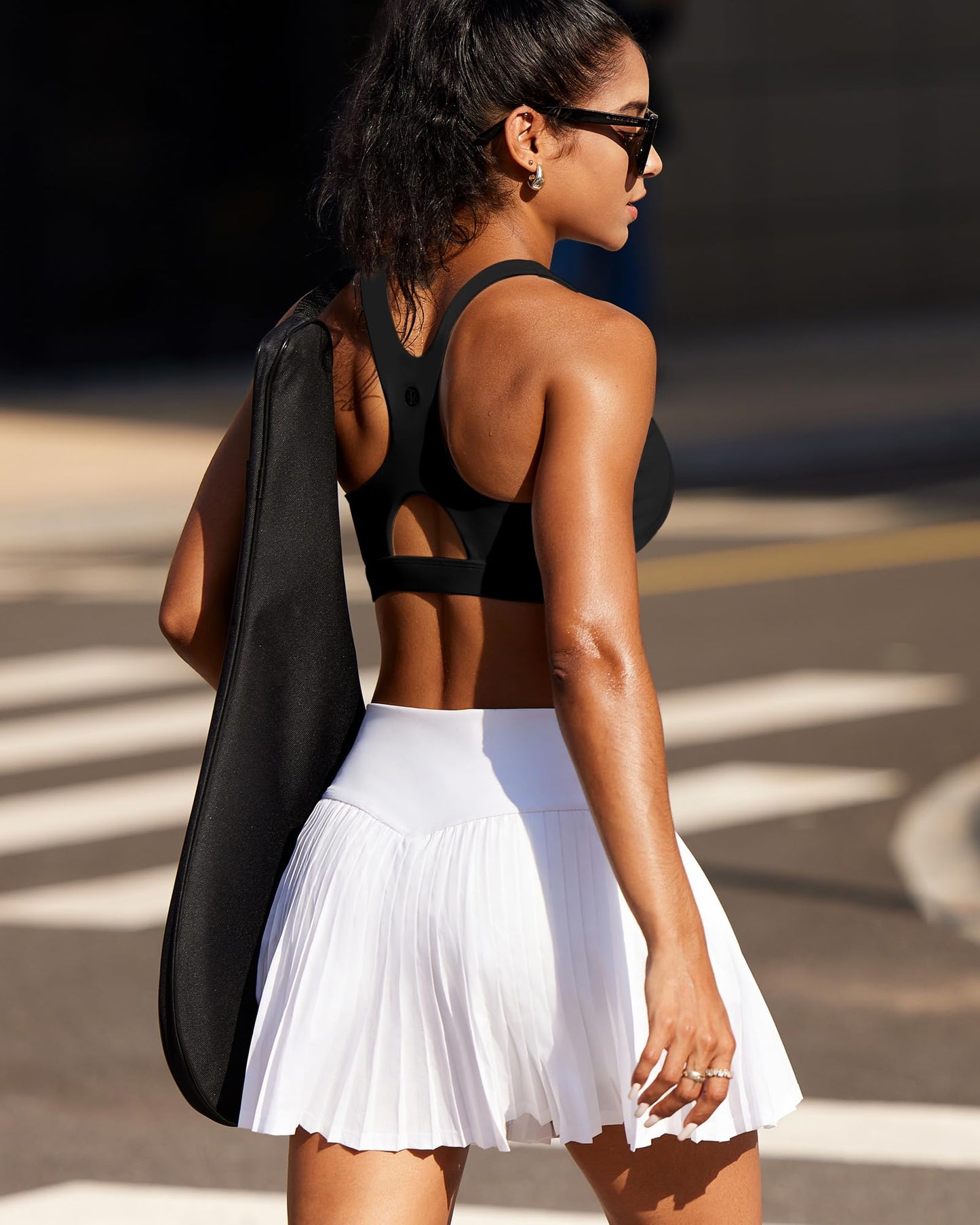 RUNNING GIRL Sports Bras for Women High Support,Racerback High Impact Black Sports Bra Moulded Cup Workout Bra Push up(WX3047 Black S)