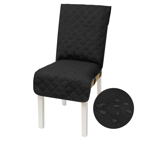 Yonus Waterproof Dining Chair Cover Office Chair Cover Water Resistant Dining Room Chair Cover Kitchen Chair Slipcover Computer Chair Cover with Anti-Slip Buckle (Black, 1PCS)