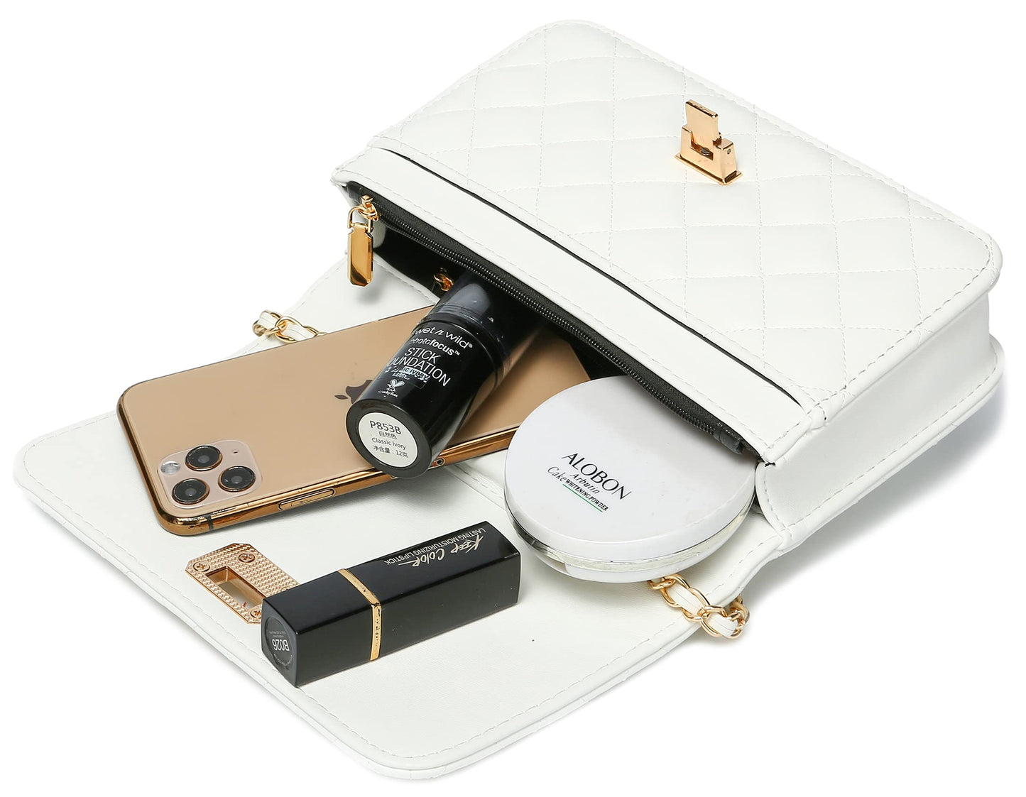 HAKSIM Women Leather Shoulder Bag Fashion Clutch Handbag Quilted Designer Crossbody Bag with Chain Strap